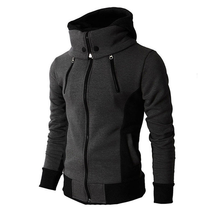 Suéter de zíper com capuz masculino novo Wish de comércio exterior casual jaqueta de outono e inverno esportes ao ar livre jaqueta de duas peças falsa masculina