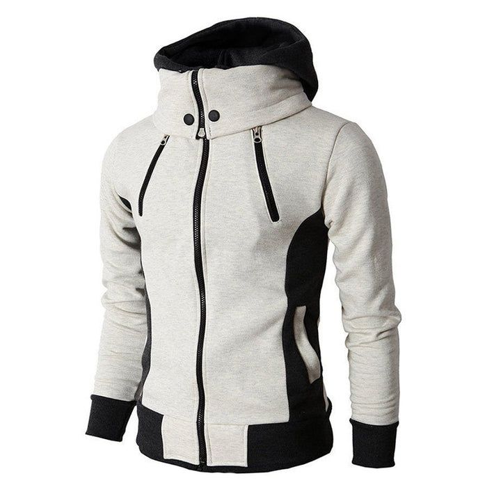Suéter de zíper com capuz masculino novo Wish de comércio exterior casual jaqueta de outono e inverno esportes ao ar livre jaqueta de duas peças falsa masculina