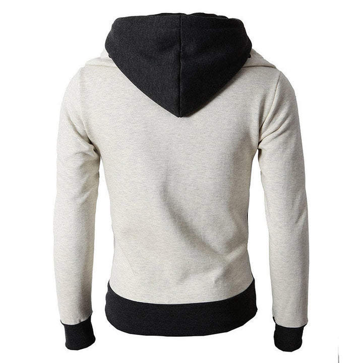 Suéter de zíper com capuz masculino novo Wish de comércio exterior casual jaqueta de outono e inverno esportes ao ar livre jaqueta de duas peças falsa masculina