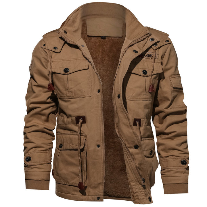 Men&#039;s Detachable Hooded Fleece-lined Thickened Washed Coat Plus Size Casual Jacket