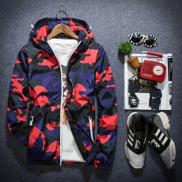 Men&amp;#039;s jackets spring camouflage jacket casual jacket men&amp;#039;s hooded luminous zipper jacket
