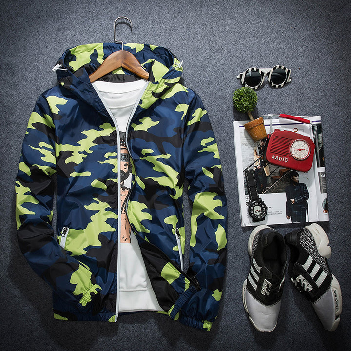 Men&amp;#039;s jackets spring camouflage jacket casual jacket men&amp;#039;s hooded luminous zipper jacket