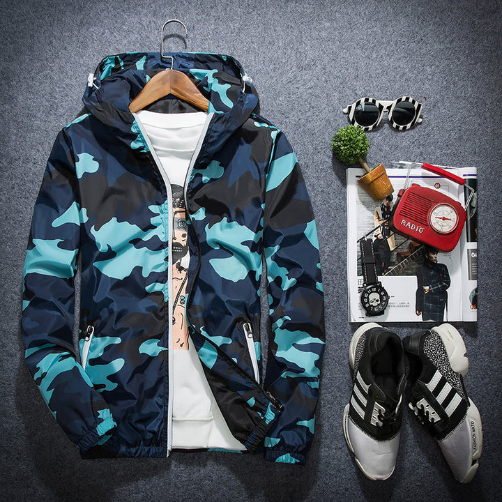 Men&amp;#039;s jackets spring camouflage jacket casual jacket men&amp;#039;s hooded luminous zipper jacket