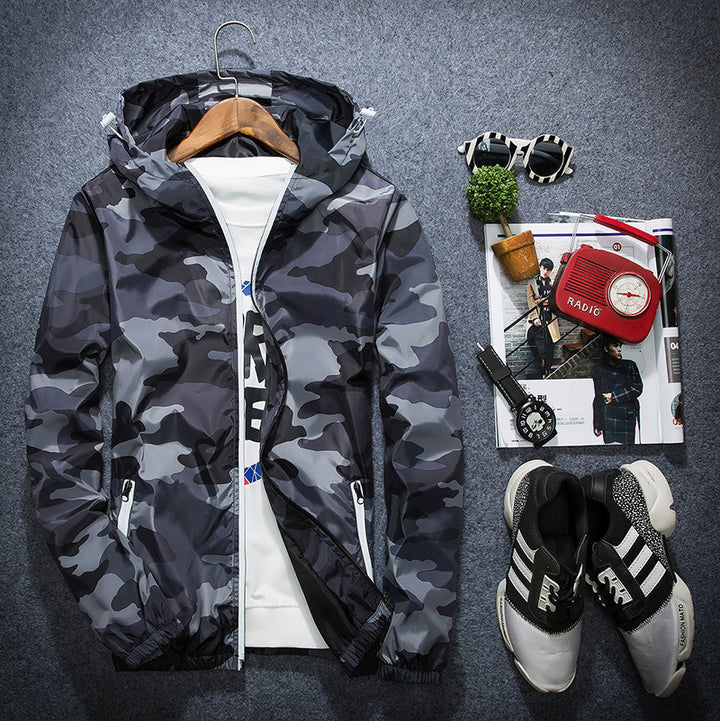 Men&amp;#039;s jackets spring camouflage jacket casual jacket men&amp;#039;s hooded luminous zipper jacket